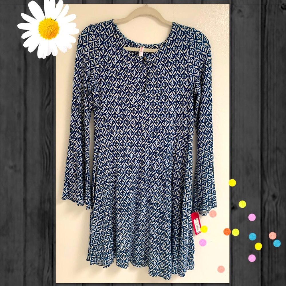 Peek-a-boo Swing Dress with Bell Sleeves. NWT